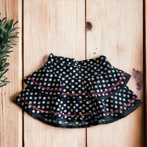 Disney 2T Ruffle skirt butt in shorts Black &  white polka dot pink sequin